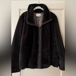 Anthropologie Natasha Satin Lined Faux Fur Jacket